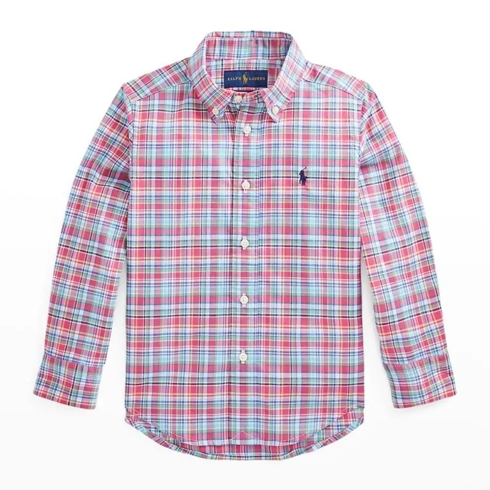 NWT Polo Ralph Lauren Boys Plaid Poplin Shirt